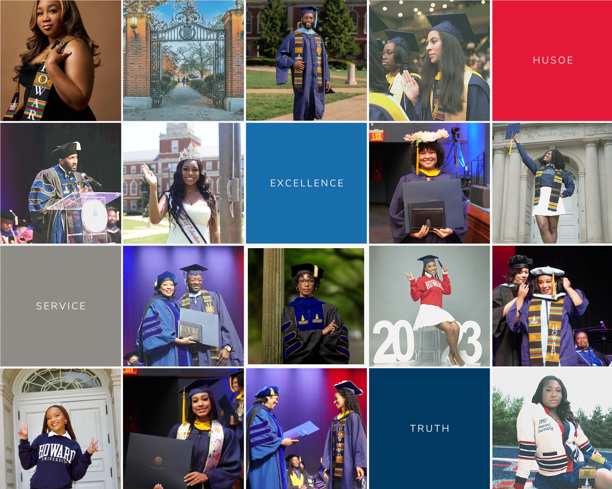 Photo collage of HUSOE 2023 graduates